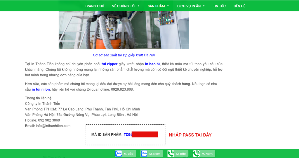 Id túi zip giấy